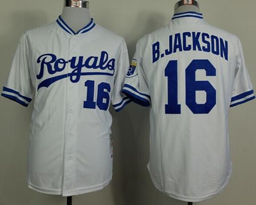 Mitchell And Ness 1980 Royals #16 Bo Jackson White Stitched MLB Jersey - Click Image to Close